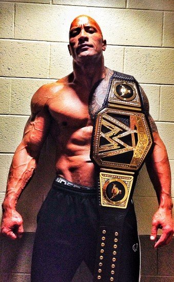 The Rock with New WWE Title Belt